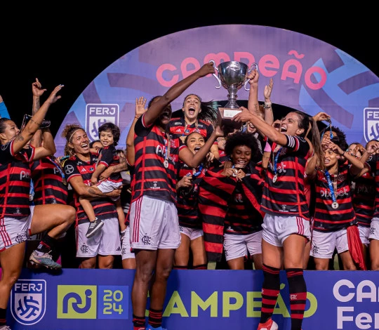 Flamengo feminino campeão Carioca 2024 (Foto: Paula Reis/CRF)