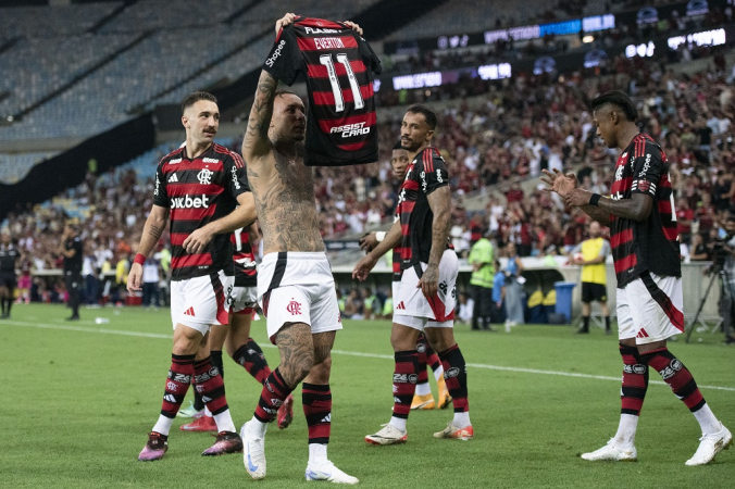 Flamengo pode ampliar tabu contra Vasco na semifinal do Carioca 2025 3 Cebolinha comemora gol em Flamengo x Vasco pelo Carioca (Foto: DELMIRO JUNIOR/AGÊNCIA O DIA/AGÊNCIA O DIA/ESTADÃO CONTEÚDO)