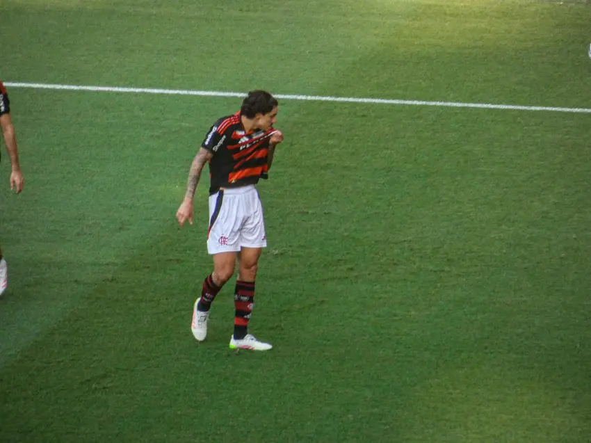 Flamengo quer manter liderança do Brasileirão 2025 e tabu contra Cruzeiro 2 Pedro comemora gol pelo Flamengo - Foto: Lucas Bayer/Lance!