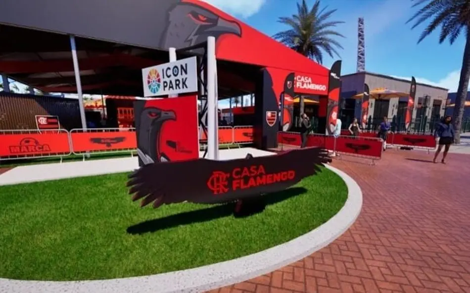 Casa Flamengo inaugura hoje em Orlando e será o ponto de encontro da Nação no Mundial 2 Casa Flamengo no Icon Park, em Orlando - Foto: Divulgação/Flamengo