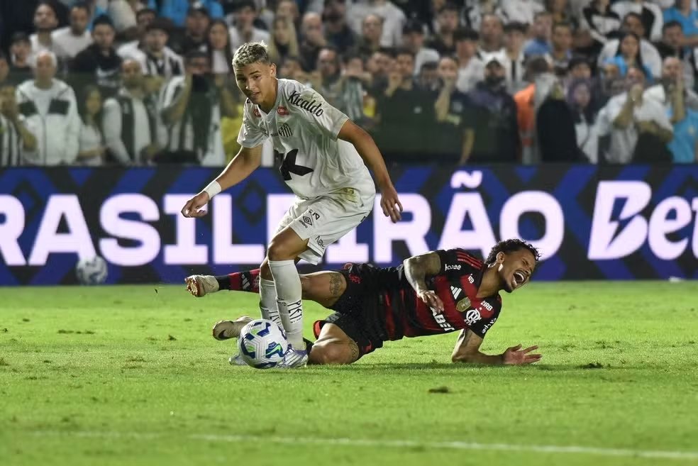 Flamengo caiu de rendimento após saída de Allan contra o Santos — Foto: Jota Erre / AGIF