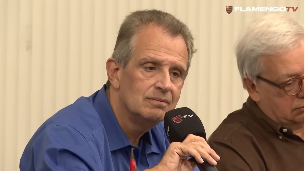 Luiz Eduardo Baptista, presidente do Flamengo, durante reunião do Conselho Deliberativo do clube - Reprodução / Flamengo TV